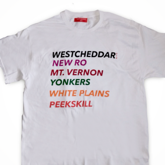 White Westcheddar Top 5 Cities T-Shirt